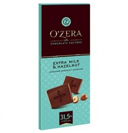 «OZera», шоколад молочный с дроблённым фундуком, 90 г
