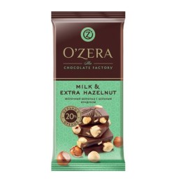 «OZera», шоколад молочный с цельным фундуком, 90 г